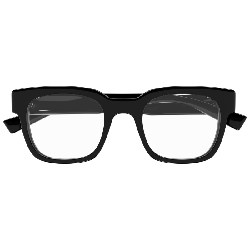 Montatura occhiali rettangolare in acetato nero, spessa e robusta, design classico contemporaneo.