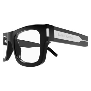 img_art_SL_574_001-1-large Occhiali Saint Laurent, montatura rettangolare in acetato nero, logo sulle aste. Eleganti e moderni.