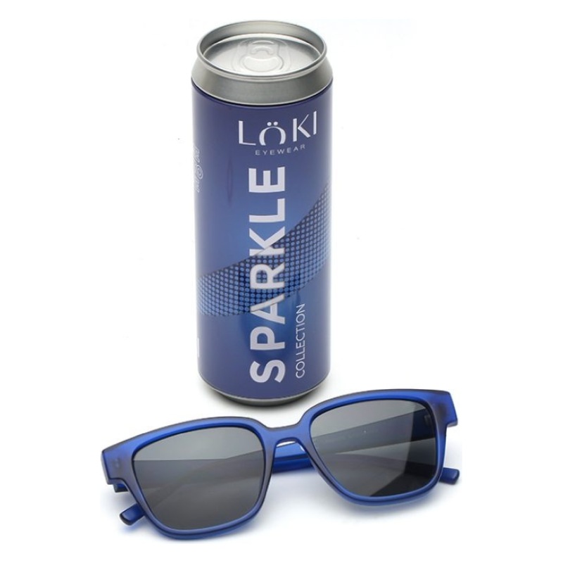 Occhiali da sole Loki Eyewear, montatura rettangolare, colore blu, design moderno e audace.
